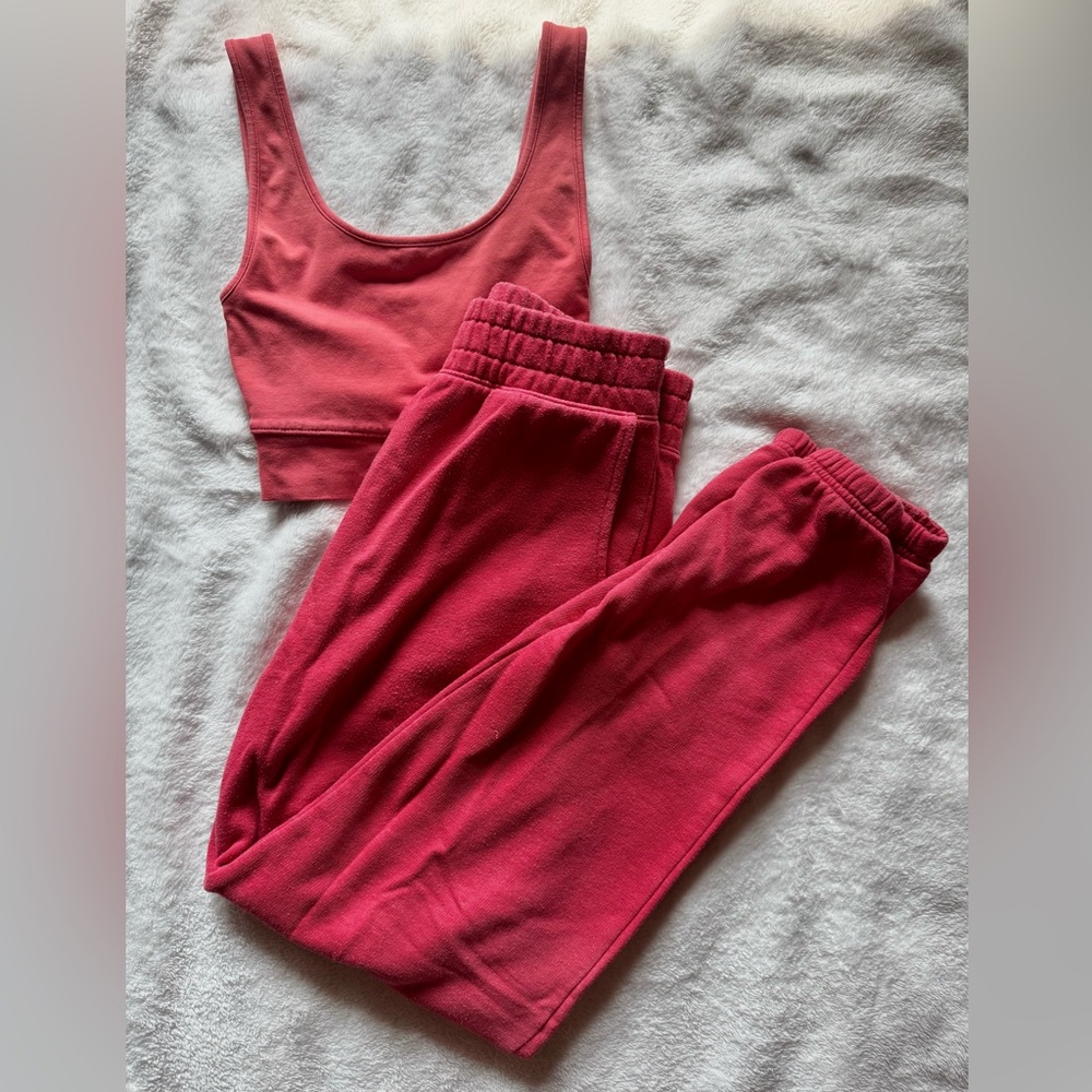 Red Crop Top and Joggers Set